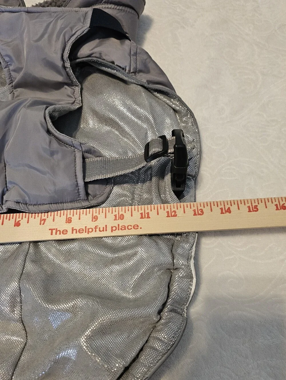 Arcadia Trail Gray Navy Adjustable Insulated Dog Coat - Medium Euc